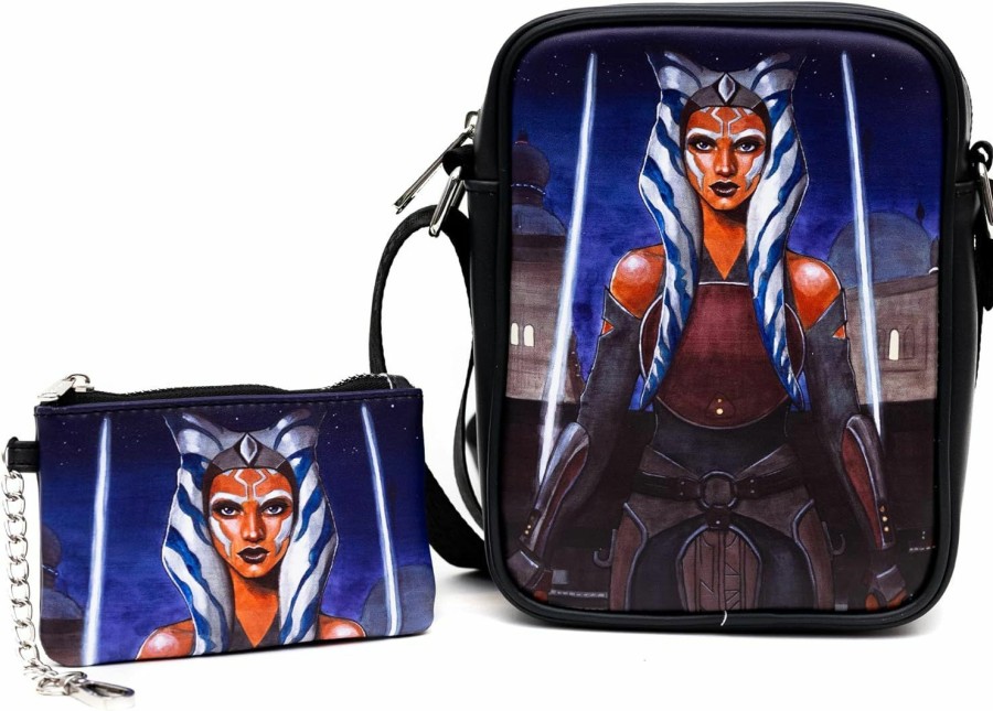 Buckle-Down Star Wars Bag And Wallet Combo, Star Wars Ahsoka Tano Pose And Icon Black, Vegan Leather | Coin Purses & Pouches