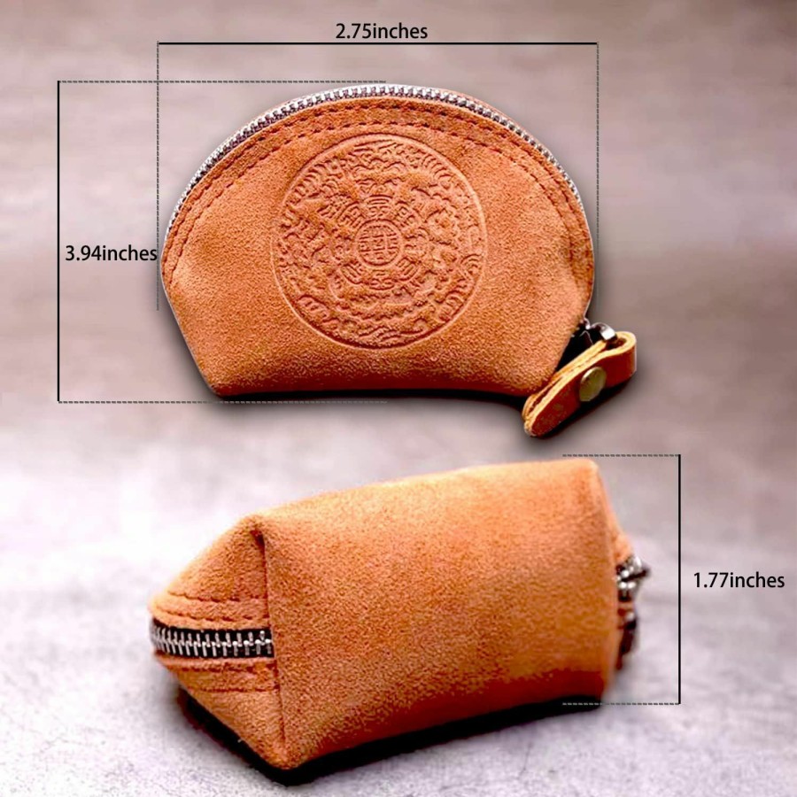 Zyuzles Zyuzles Medieval Leather Zipper Coin Pouch - Tumbled Cowhide,Handcrafted An Embossed Design,Coin Organizer, Change Holder,Keychain Coin Purse For Men & Women | Coin Purses & Pouches