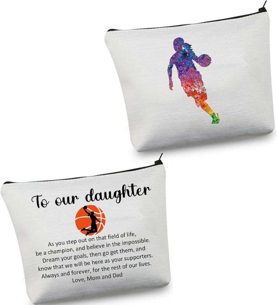 VAMSII Vamsii Basketball Gift To My Daughter Makeup Bag Basketball Player Gift Daughter Survival Kit From Mom Dad Basketball Themed Gift (Basketball Daughter Bag) | Coin Purses & Pouches