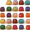 Elesa Miracle Elesa Miracle 24Pcs Silk Brocade Jewelry Pouch Bag, Drawstring Coin Purse, Gift Bag Value Set | Coin Purses & Pouches