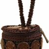 FAYZSOWSR Fayzsowsr 1Pcs Lipstick Holder For Purse Hand-Woven Coconut Shell Wristlet Bag Boho Bags Cosmetic Holds Lipstick, Coins, Id Cards, Bank Cards And Folded Bills (Brown) | Coin Purses & Pouches