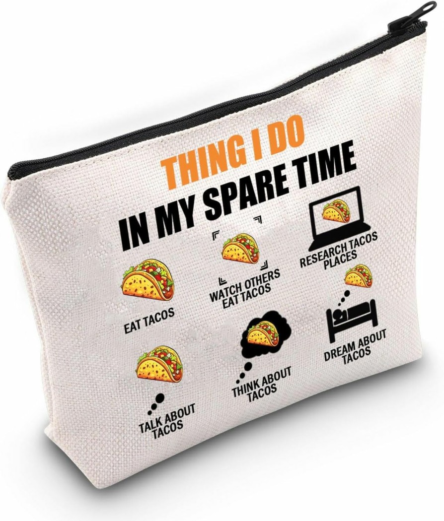 MEIKIUP Meikiup Taco Lover Makeup Bag Thing I Do In My Spare Time Eat Tacos Zipper Pouch Mexican Food Lover Gift Taco Party Gift Cosmetic Bag (Thing Eat Tacos Bag) | Coin Purses & Pouches