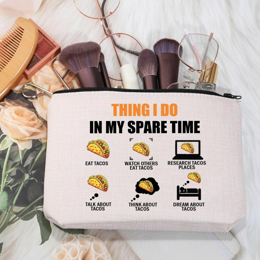 MEIKIUP Meikiup Taco Lover Makeup Bag Thing I Do In My Spare Time Eat Tacos Zipper Pouch Mexican Food Lover Gift Taco Party Gift Cosmetic Bag (Thing Eat Tacos Bag) | Coin Purses & Pouches