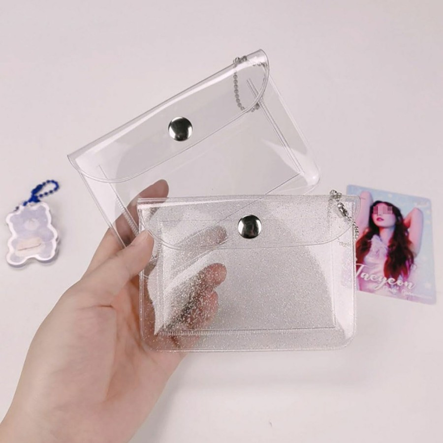 GSHLLO Gshllo 3 Pcs Womens Transparent Card Holder Wallet Small Coin Purse Keychain Mini Change Pouch Credit Card Case Clear | Coin Purses & Pouches