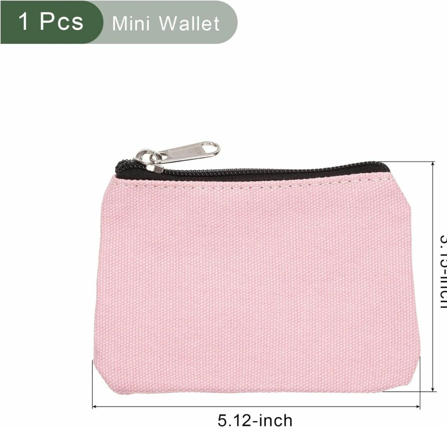 YOKIVE Yokive Zipper Coin Purse Pouch, Canvas Mini Pouch Wallet Coin Purse With Zipper, Small Portable, Great For Men Women (Pink, 3 X 5-Inch) | Coin Purses & Pouches