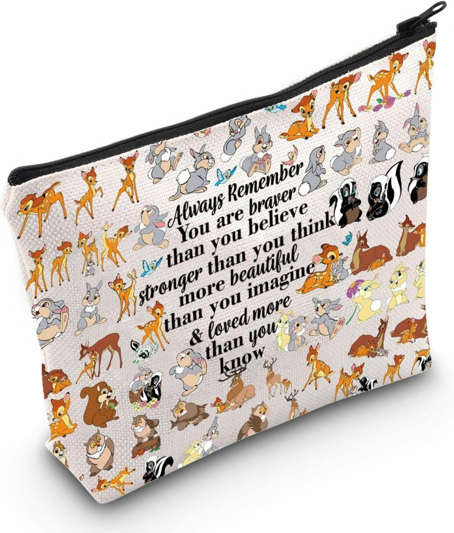 WZMPA Wzmpa Thumper & Bambi Cosmetic Bag Flower And Faline Fans Gift You Are Braver Stronger Beautiful Than You Know Bamb Makeup Zipper Pouch Bag Deer Merch (Always Bambi F) | Coin Purses & Pouches