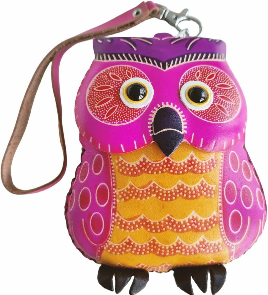 BDHRKTE Bdhrkte 1 Piece Leather Zipper Coin Purse Owl Wallet, Handbag, Wrist Bag, Coin Organizer, Coin Clip, Mini Leather Zipper Organizer For Women,Mother'S Day Gift (Purple) | Coin Purses & Pouches