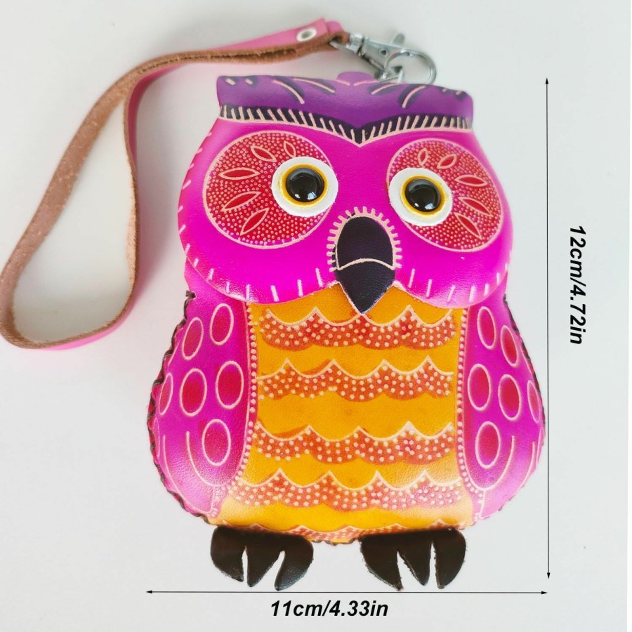 BDHRKTE Bdhrkte 1 Piece Leather Zipper Coin Purse Owl Wallet, Handbag, Wrist Bag, Coin Organizer, Coin Clip, Mini Leather Zipper Organizer For Women,Mother'S Day Gift (Purple) | Coin Purses & Pouches