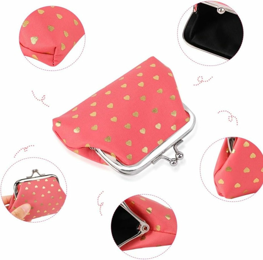 Oyachic Oyachic 6 Packs Small Coin Purse With Clasp Polka Dot Change Pouch Portable Wallet Kiss-Lock Money Bag Cute Clutch Handbags For Women | Coin Purses & Pouches