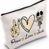 WZMPA Wzmpa Movie Fans Cosmetic Makeup Bag Skellington Face Gift Peace Love Zipper Pouch Bag For Women Girls (Peace Jac) | Coin Purses & Pouches