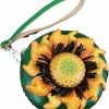 Fanyixuan Fanyixuan Handmade Vegetable Tanned Cowhide Sunflower Coin Purse Key Coin Card Lipstick Headphone Storage Clutch Mini Flower Round Bag | Coin Purses & Pouches