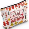 WZMPA Wzmpa Firefighter'S Family Survival Kit My Heart Belongs To A Firefighter Travel Zipper Pouch Bag For Firefighter'S Gilfriend Sisters Daughter Grandma (My Heart Firefighter) | Coin Purses & Pouches