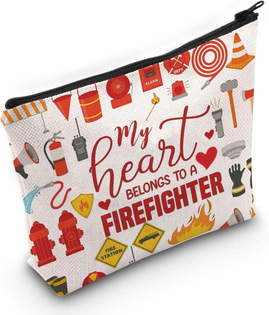 WZMPA Wzmpa Firefighter'S Family Survival Kit My Heart Belongs To A Firefighter Travel Zipper Pouch Bag For Firefighter'S Gilfriend Sisters Daughter Grandma (My Heart Firefighter) | Coin Purses & Pouches