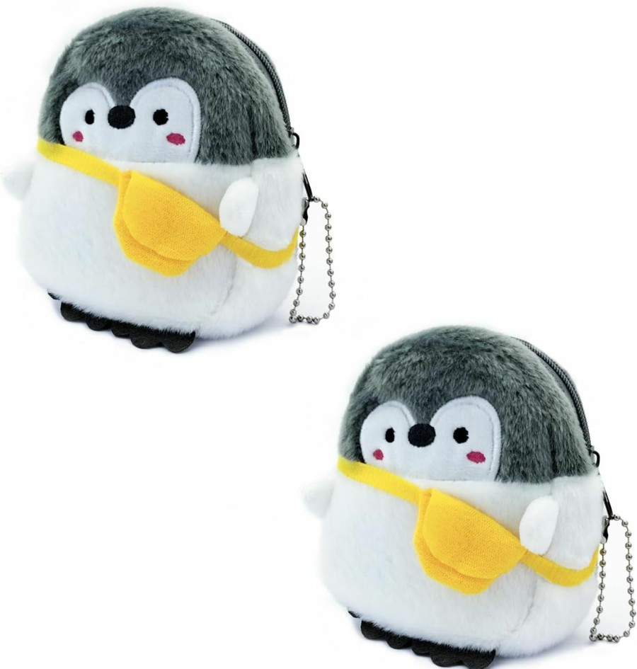 WisePoint Wisepoint Coin Purse, 2Pcs Plush Coin Pouch Cute Coin Holder For Women, Penguin-Shaped Change Purse With Keychain And Zipper For Shopping, Traveling, Dating, Walking (Penguin) | Coin Purses & Pouches