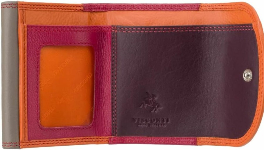 VISCONTI Visconti Rainbow Collection Small Leather Purse Rfid And Tap And Go Rb126 (Berry Multi) | Coin Purses & Pouches