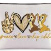 WZMPA Wzmpa Chip Squirrel Cosmetic Bag Dale Lover Gifts Peace Love Chip & Dale Makeup Zipper Pouch Bag Squirrel Merchandise (Chip & Dale) | Coin Purses & Pouches