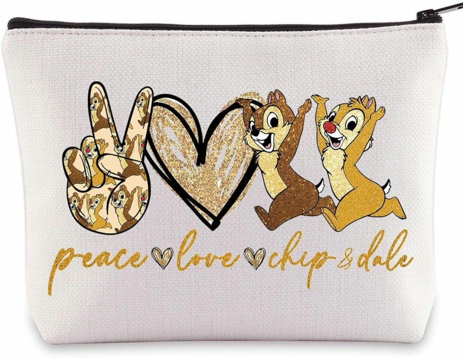 WZMPA Wzmpa Chip Squirrel Cosmetic Bag Dale Lover Gifts Peace Love Chip & Dale Makeup Zipper Pouch Bag Squirrel Merchandise (Chip & Dale) | Coin Purses & Pouches