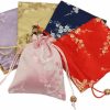 GALPADA Alpada 5Pcs Silk Brocade Jewelry Pouch, Flower Embroidered Candy Bag Chinese Element Double Layer Drawstring Bag Storage Pouches Candy Coin Purse Gift Bag | Coin Purses & Pouches