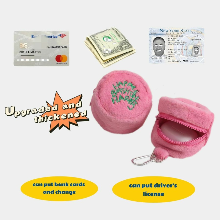 NTRUEML Pink Cake Plush Change Purse Earphone Bag Girls Small Mini Coin Wallet Cute Coin Purse Coin Pouch Period Bag (Small) | Coin Purses & Pouches