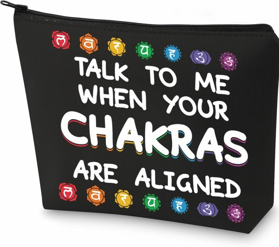 WZMPA Wzmpa Yoga Chakras Makeup Bag Yoga Spiritual Gifts Talk To Me When Your Chakras Are Aligned Cosmetic Zipper Pouch Bag For Yoga Lover (Talk To Me Chakras) | Coin Purses & Pouches