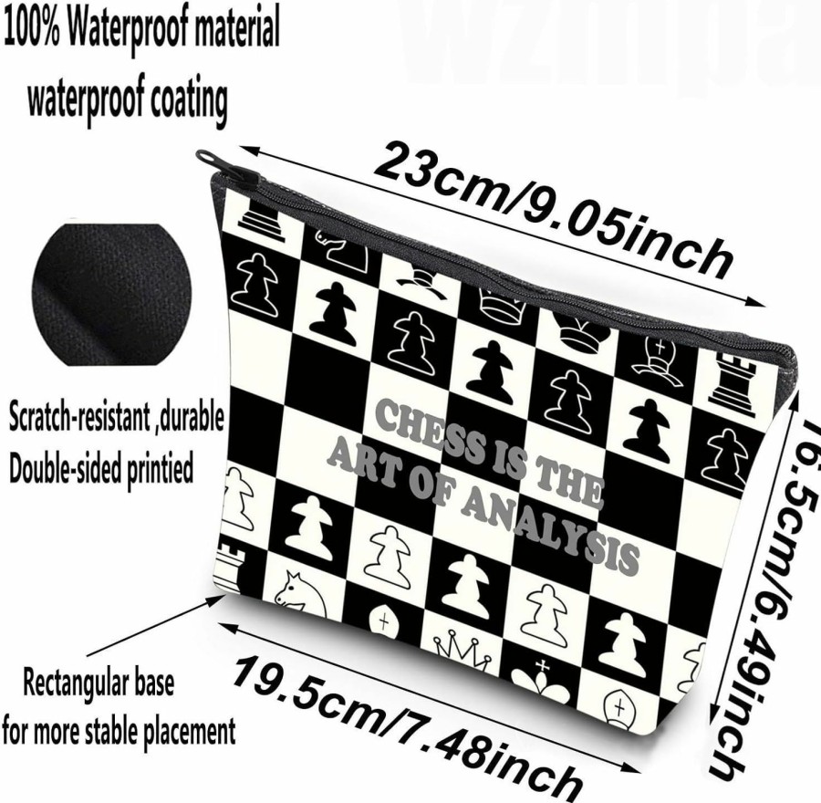 WZMPA Wzmpa Chess Lover Cosmetic Bag Chess Player Gift Chess Is The Art Of Analysis Survival Kit Chess Master Gift (Chess Analysis) | Coin Purses & Pouches