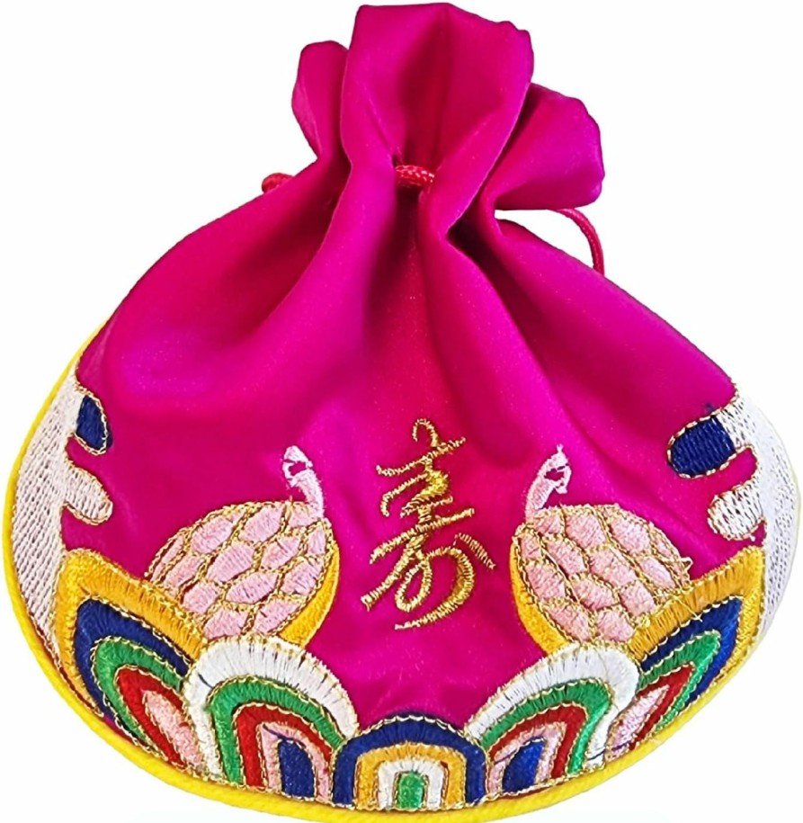 Generic Wedding Birds Korean Pouch Traditional Embroidered Hanbok Accessories Bokjumeoni Coin Purse Good Luck Charm (Yellow) | Coin Purses & Pouches