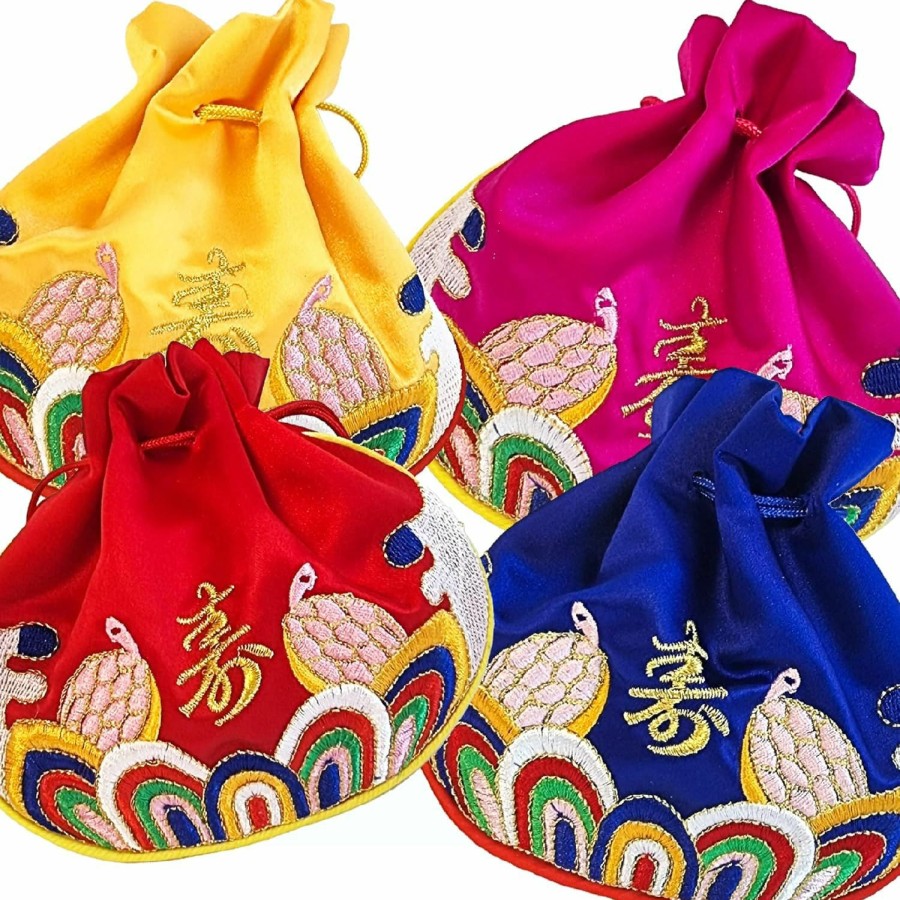 Generic Wedding Birds Korean Pouch Traditional Embroidered Hanbok Accessories Bokjumeoni Coin Purse Good Luck Charm (Yellow) | Coin Purses & Pouches