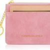 GEEHUA Geehua Women Slim Minimalist Front Pocket Wallet, Credit Card Holder Leather Compact Wallet Credit Card Id Case With Keychain(Pink) | Coin Purses & Pouches