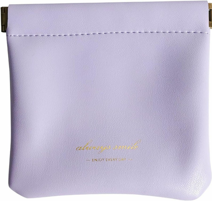 Galepromot Galepromot Purple Faux Leather Squeeze Coin Purse Coin Pouch Change Holder For Men And Women Cosmetic Makeup Bag Waterproof Usb Cables Earbuds Headphones Storage Bag Jewelry Pouch Bag Coin Purses | Coin Purses & Pouches