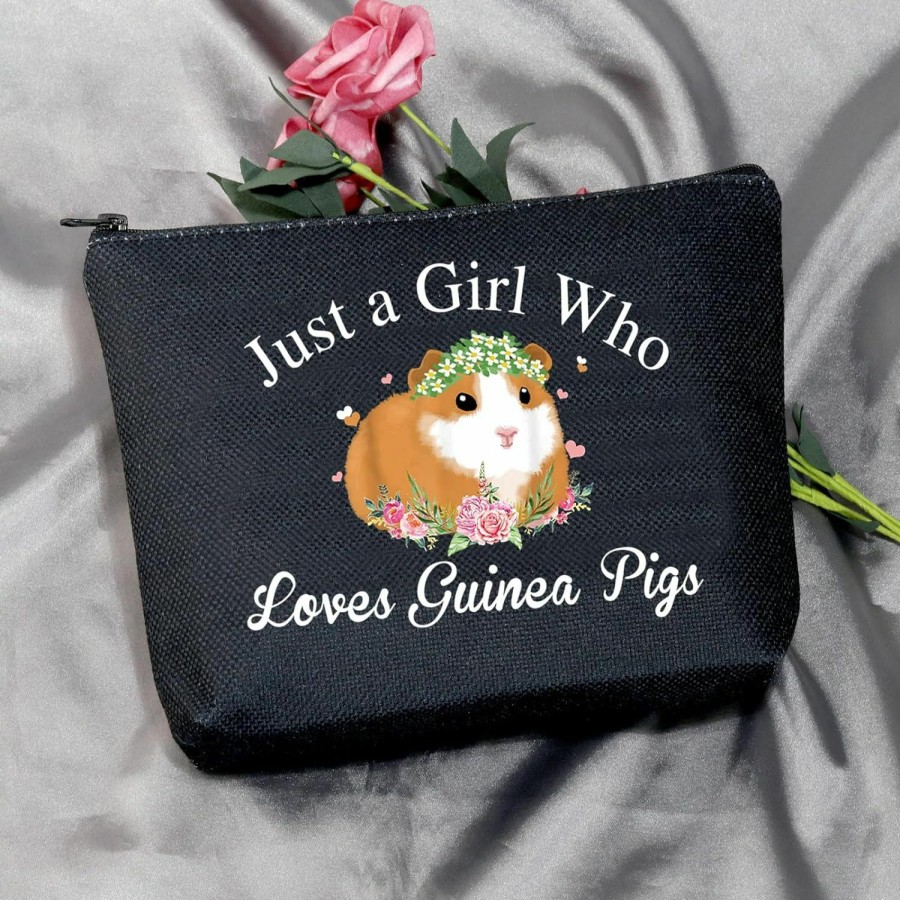 MEIKIUP Meikiup Guinea Pig Cosmetic Bag Guinea Pig Lover Gift Cavy Mom Gift Just A Girl Who Loves Guinea Pigs Makeup Bag Travel Bags (Girl Guinea Pig Tote Bag) | Coin Purses & Pouches