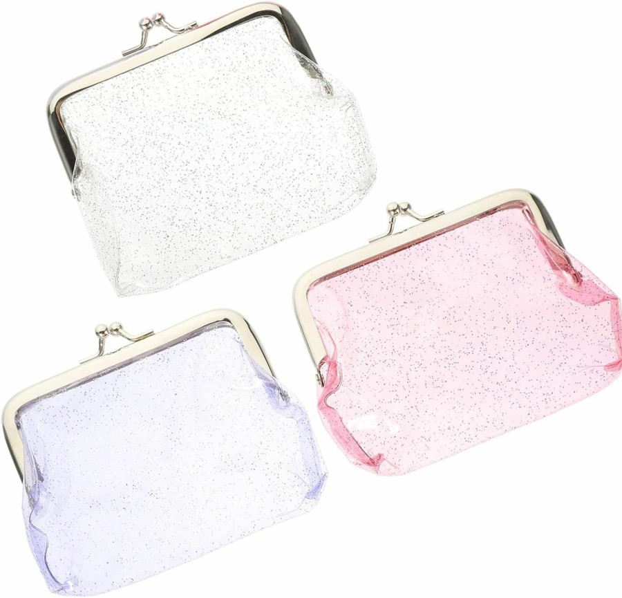 Zerodeko Zerodeko Womens Wallet 3Pcs Clear Coin Purse Kiss-Lock Clear Coin Wallet Cute Transparent Change Purse Bag Pouch Small Makeup Bag Coin Purse For Women Girls Key Holder Womens Wallets | Coin Purses & Pouches