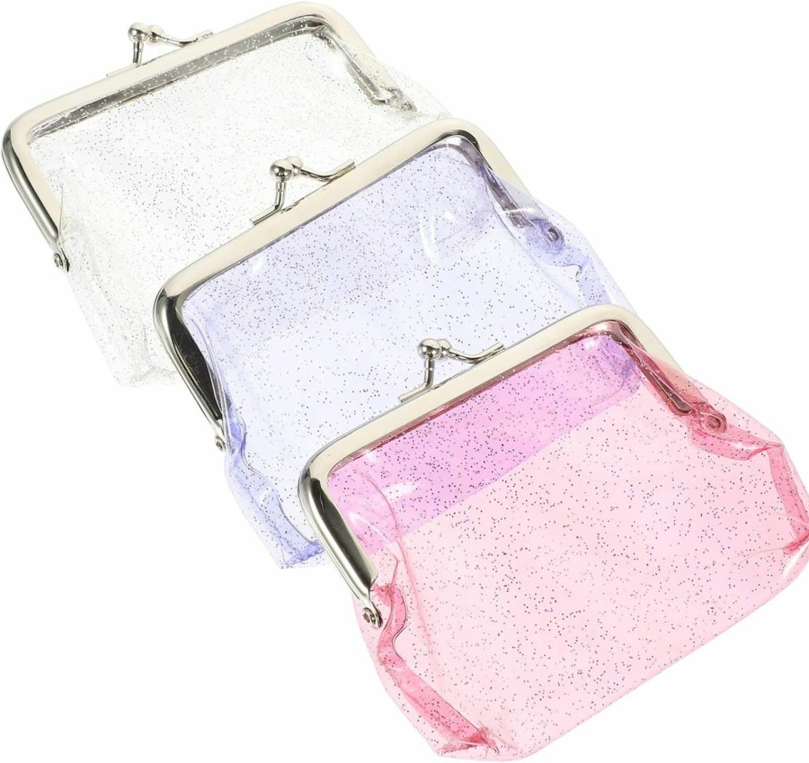 Zerodeko Zerodeko Womens Wallet 3Pcs Clear Coin Purse Kiss-Lock Clear Coin Wallet Cute Transparent Change Purse Bag Pouch Small Makeup Bag Coin Purse For Women Girls Key Holder Womens Wallets | Coin Purses & Pouches