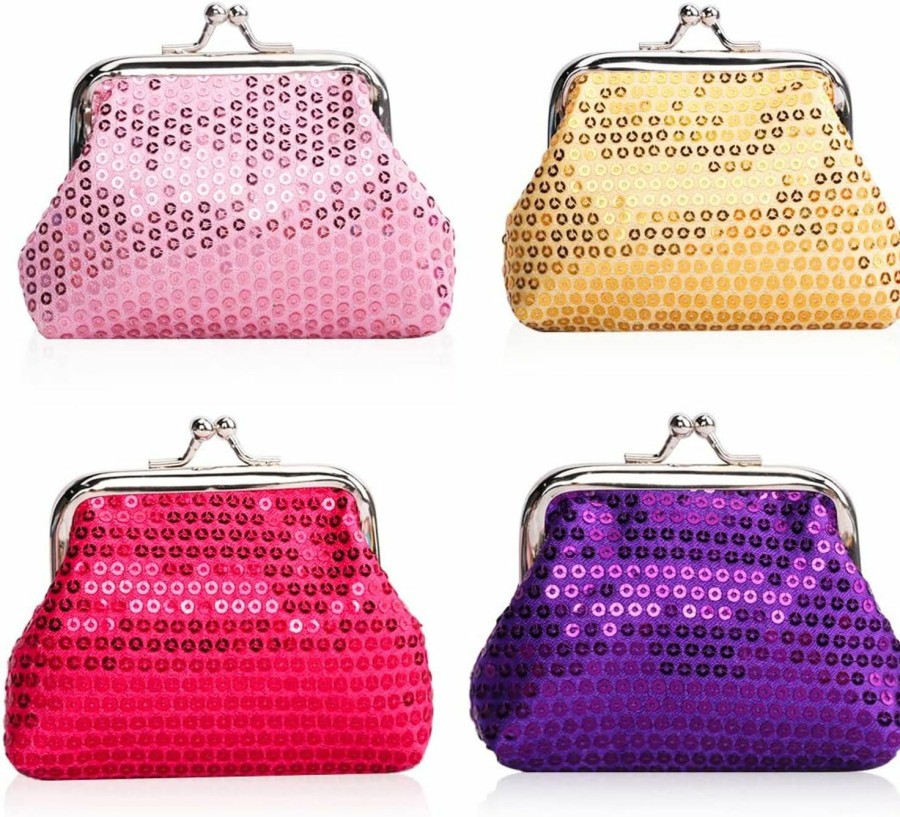 Oyachic Oyachic 4 Pack Sequin Coin Purse Hasp Mini Wallet Money Card Holder Glitter Handbag Kiss Lock Clasp Clutch Cosmetic Bag For Women | Coin Purses & Pouches