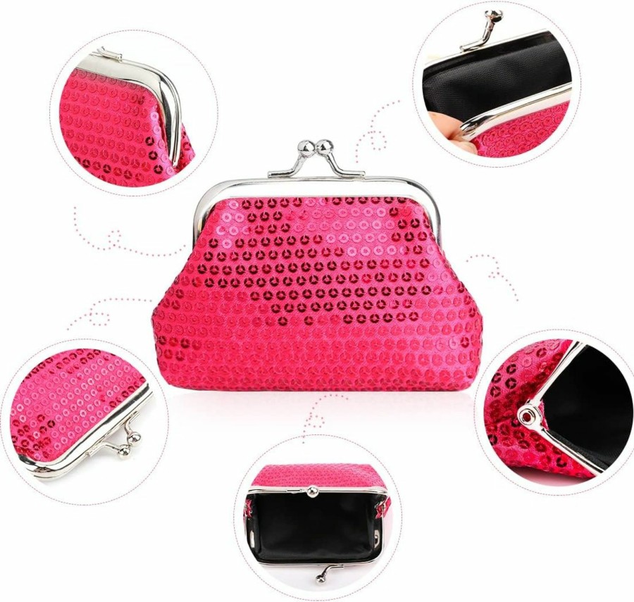 Oyachic Oyachic 4 Pack Sequin Coin Purse Hasp Mini Wallet Money Card Holder Glitter Handbag Kiss Lock Clasp Clutch Cosmetic Bag For Women | Coin Purses & Pouches