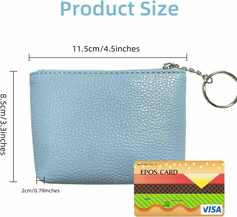 Bototack Bototack Small Coin Purse, Pu Leather Lychee Pattern Coin Pouch With Keychain, Portable Zipper Change Purse Credit Card Holder Wallet For Men Women (Black) | Coin Purses & Pouches