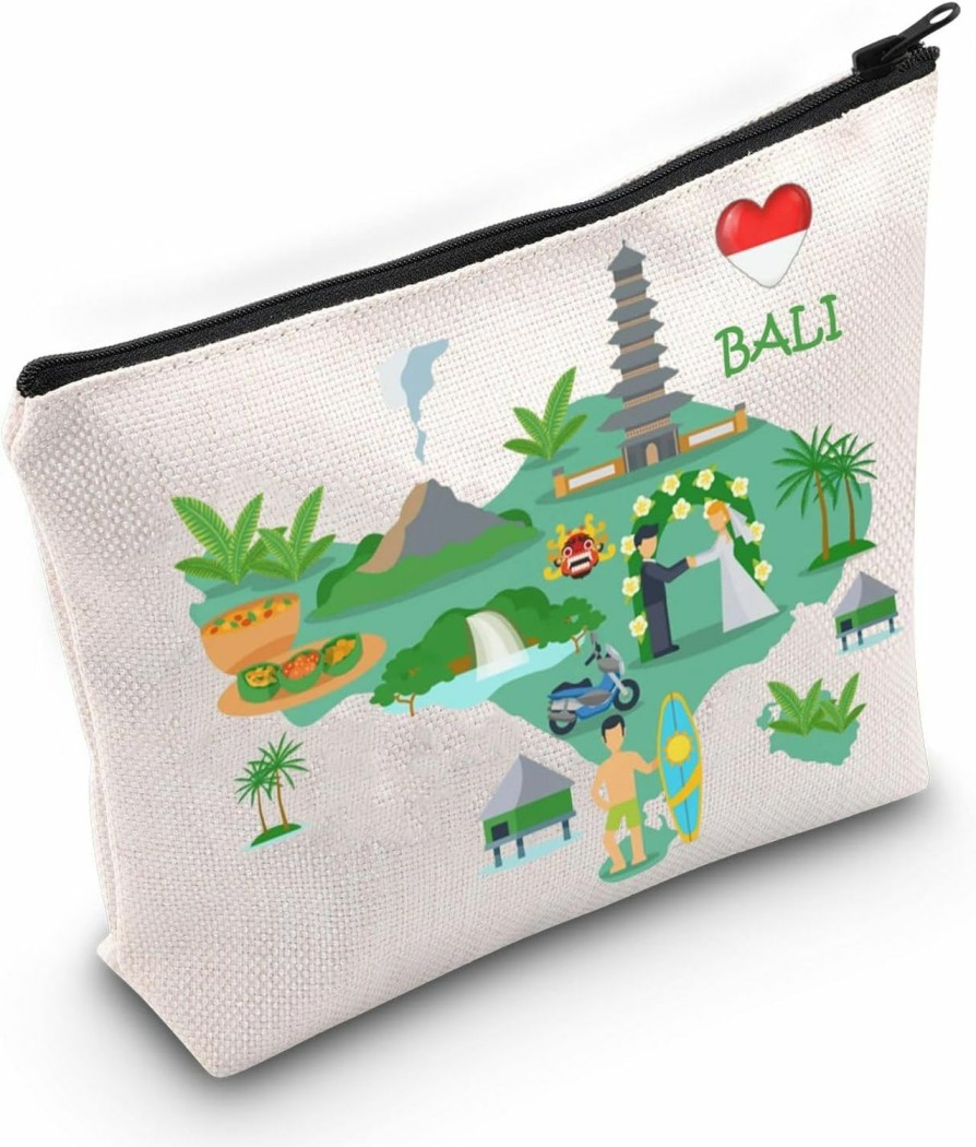 MEIKIUP Meikiup Bali Indonesia Travel Gift Bali Travel Cosmetic Bag Bali Travel Memory Map Gift Bali Souvenir Bag Bali Vacation Gift Bali Honeymoon Gift (Bali Bag) | Coin Purses & Pouches