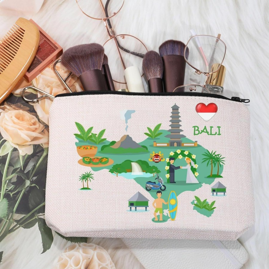 MEIKIUP Meikiup Bali Indonesia Travel Gift Bali Travel Cosmetic Bag Bali Travel Memory Map Gift Bali Souvenir Bag Bali Vacation Gift Bali Honeymoon Gift (Bali Bag) | Coin Purses & Pouches