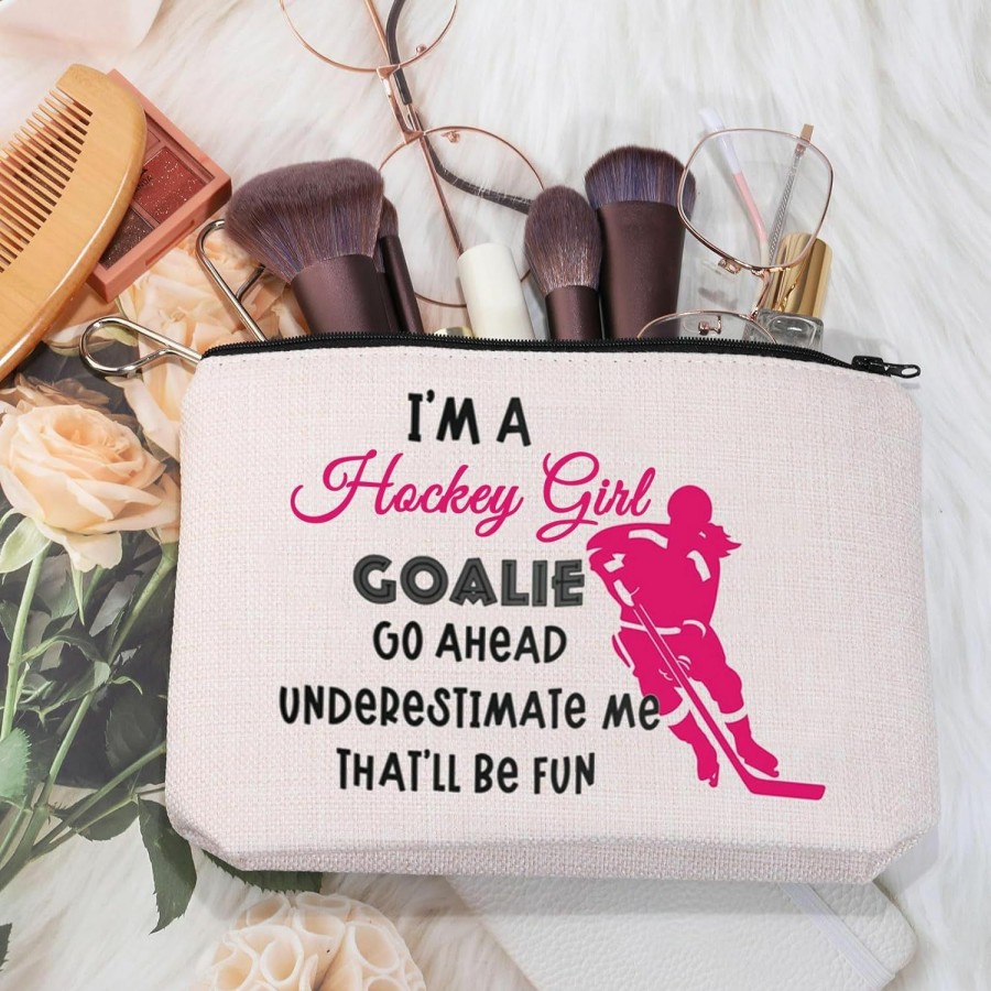 MEIKIUP Meikiup Hockey Player Gifts Field Hockey Makeup Bags Travel Bags Field Hockey Lover Gift Cosmetics Bag (Hockey Goalie Bag) | Coin Purses & Pouches