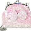 AfitLulu Afitlulu Coin Purse, Reversible Sequin Coin Wallet For Women With Removable Chain, Kiss-Lock Coin Purse Pouch, Sequin Handbags For Women, Change Purse For Cards Keys Lipsticks (White) | Coin Purses & Pouches