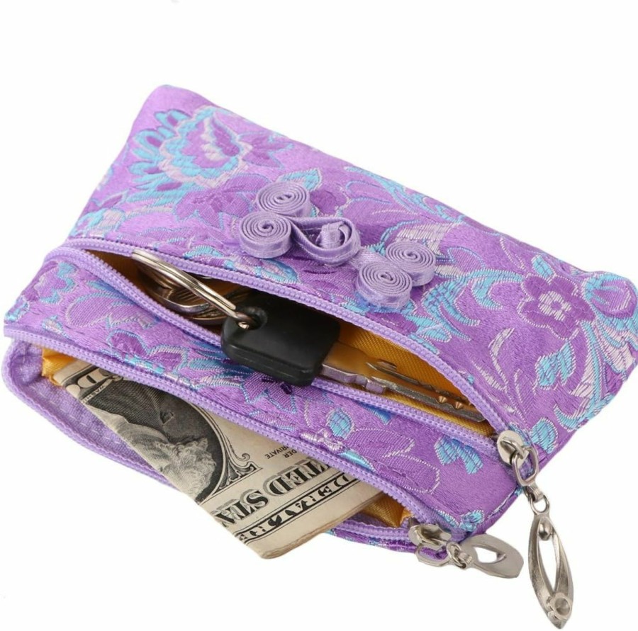 kilofly Kilofly 4 Pc Chinese Silk Brocade 2 Zipper Purse Jewelry Bag Gift Pouch Set | Coin Purses & Pouches