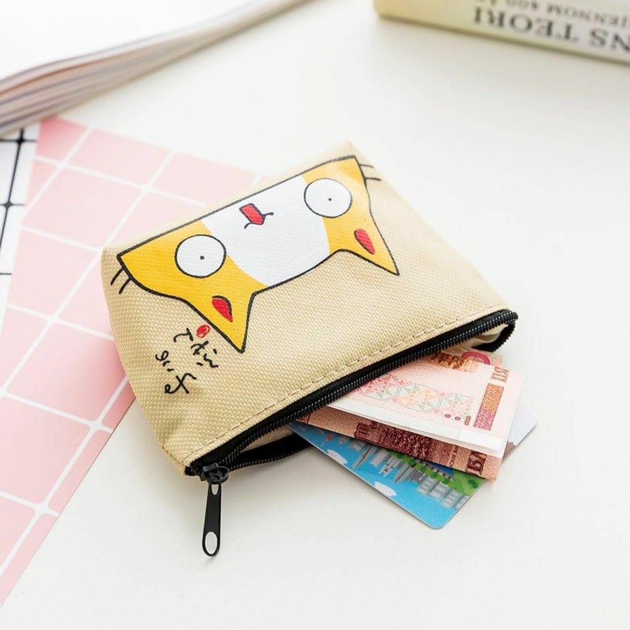 Oyachic Oyachic 4 Packs Cute Coin Purse Cat Change Pouch Vintage Canvas Zipper Wallets Women Clutch Mini Bag Christmas Birthday Gift Clasp Closure | Coin Purses & Pouches