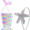 The Crafty Owl Sequin Mermaid Crossbody Purse Coin And Starfish Headbands (Light Pink) | Coin Purses & Pouches