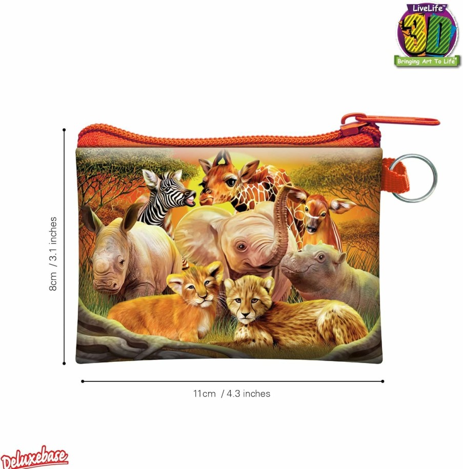 Deluxebase 3D Livelife Coin Purse - Kissing Cousins From Deluxebase. Lenticular 3D Safari Animal Purse. Cash, Coin And Card Holder With Secure Zipper Featuring Artwork Licensed From Renowned Michael Searle | Coin Purses & Pouches