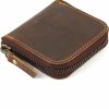 The Antiq The Antiq Leather Coin Pouch, Zipper Coin Pouch, Multipurpose Case, Earphone Case, Earbuds Case, Cellphone Charger Case, Charging Cable Organiser, Genuine Leather Pouch For Men & Women (Brown) | Coin Purses & Pouches