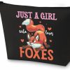 WZMPA Wzmpa Foxes Cosmetic Makeup Bag Foxes Lovers Gift Just A Girl Who Loves Foxes Forest Animal Zipper Pouch For Women Girls (Girl Loves Foxes Bl) | Coin Purses & Pouches