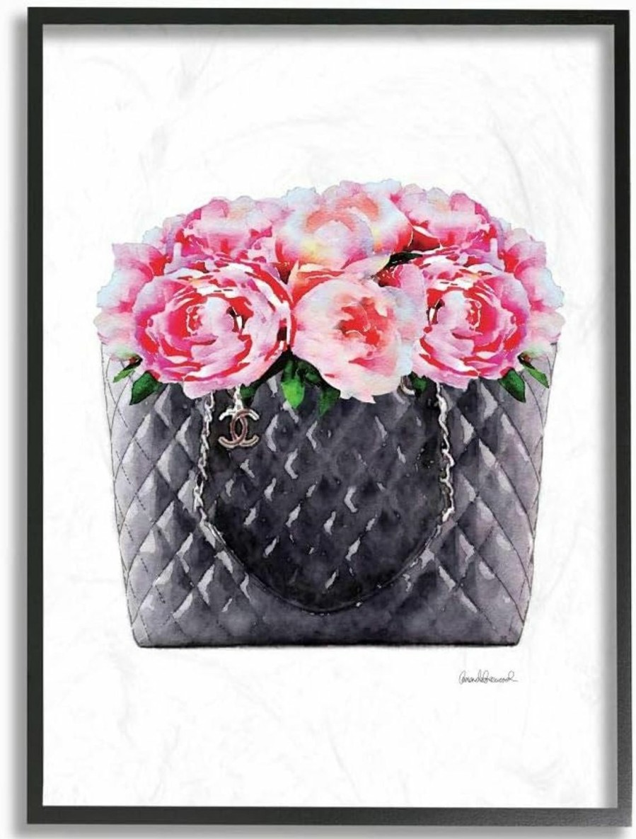 Stupell Industries Stupell Industries Pink Flower Purse Glam Fashion Watercolor Design, Designed By Amanda Greenwood Art, 13 X 19, Wall Plaque | Coin Purses & Pouches