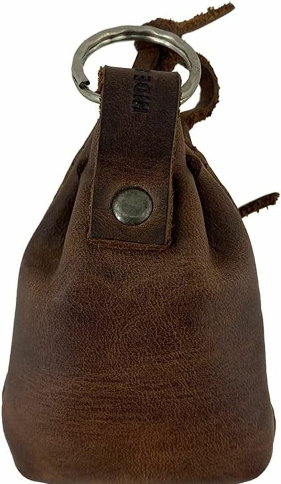 Hide & Drink Hide & Drink, Mini Medieval Pouch Keychain, Tiny Bag With Keyring, Coin Organizer, Coin Pouch, Change Holder, Full Grain Leather, Handmade, Bourbon Brown | Coin Purses & Pouches