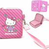 FLYBOT Hello-Kitty Small Zipper Purse Coin Card Bill Holder Zip Around Pink Mini Vegan Leahter Wallet With Keyring Hand Strap For Girls Teen Women | Coin Purses & Pouches