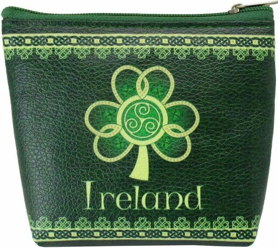 Royal Tara Clip Purse Ireland Shamrock Spiral With A Green And Yellow Celtic Design | Coin Purses & Pouches