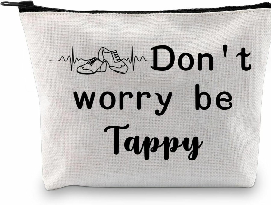 VAMSII Vamsii Don'T Worry Be Tappy Funny Tap Dancer Gift Tap Dancing Accessory Pouch Tap Dancing Teacher Bag (Tap Dancer Cosmetic Bag) | Coin Purses & Pouches